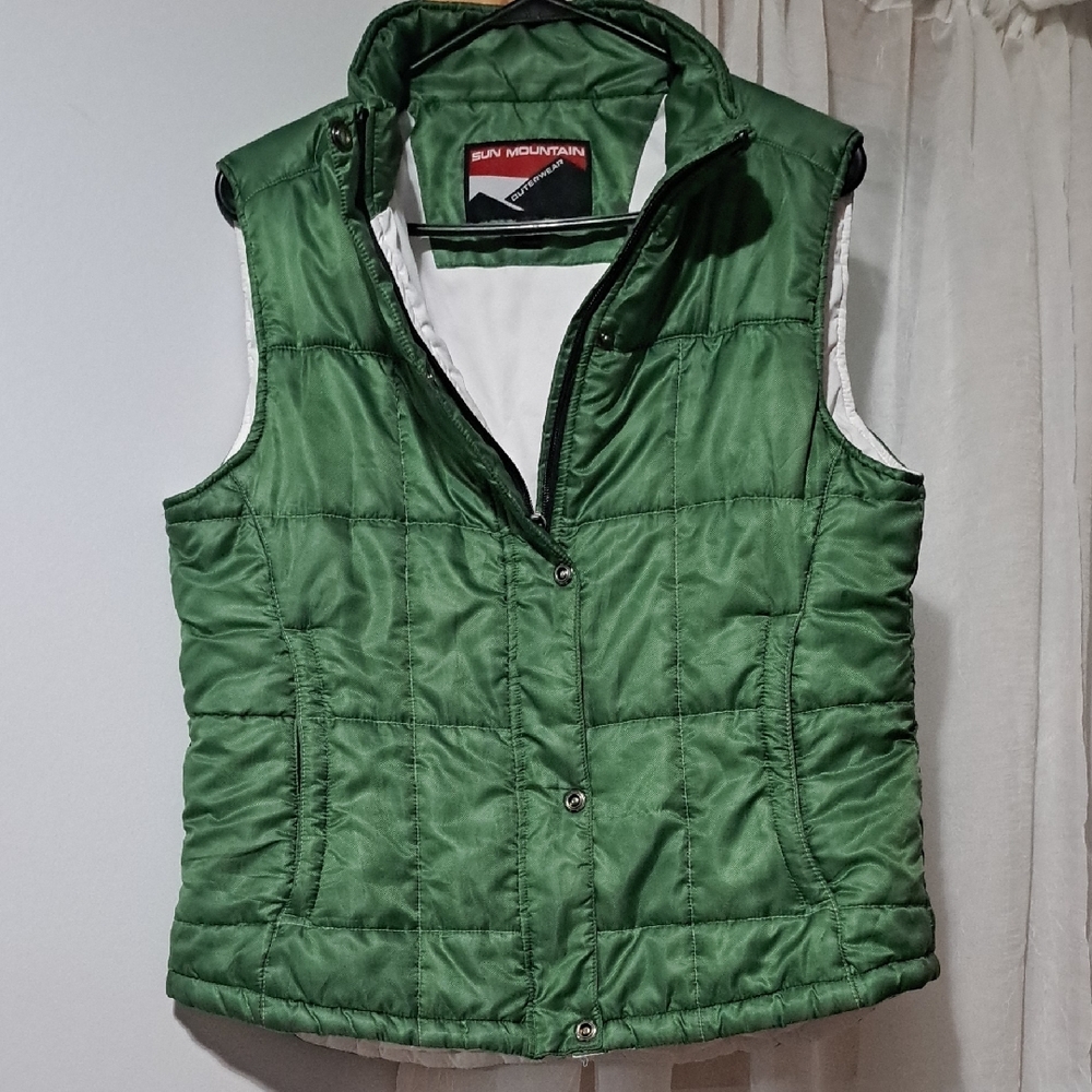 Forest Green Puffer Vest with High Collar